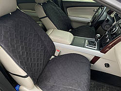 Накидки на сидіння з алькантари (штучної замші), Чорні великий ромб. Преміум +. 2 передніх