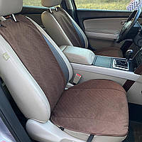 Накидки на сидіння з алькантари (штучної замші), Коричневый, Ромб. Преміум. Передній комплект