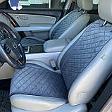 Накидки на сидіння з алькантари Lux ПАЙКА, Подовжений ромб темно-сірий. Стандарт. Передній комплект, фото 4