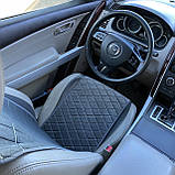 Накидки на сидіння з алькантари Lux ПАЙКА, Подовжений ромб темно-сірий. Стандарт. Передній комплект, фото 6