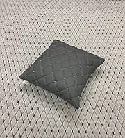 Атоподушка з перфорованої еко-шкіри, Темно-сіра з сірим рядком 1 шт. (28х28 см.)