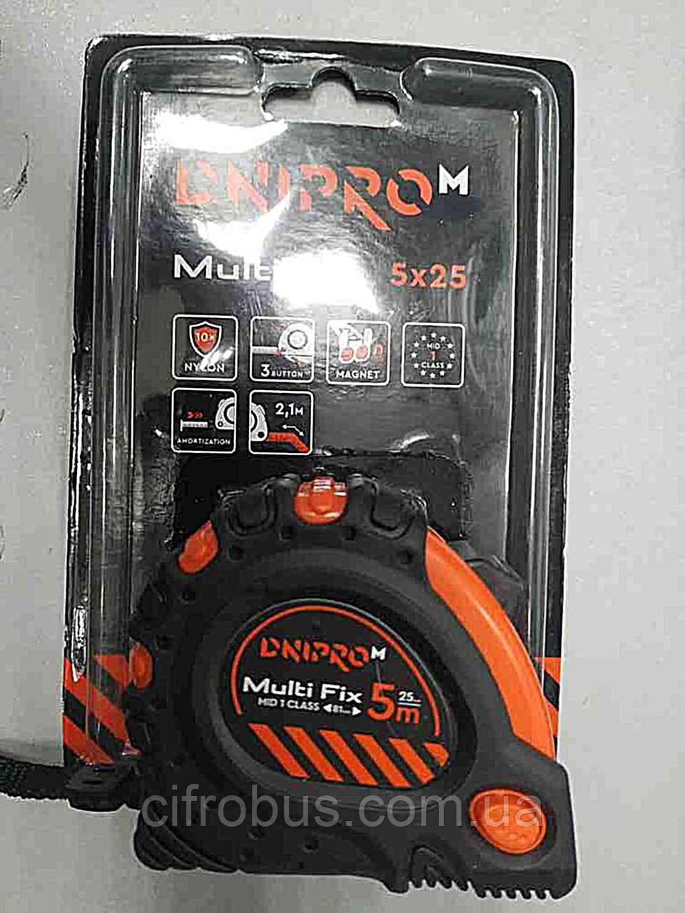 Рулетка мірна стрічка Б/К Дніпро-М Multi Fix 5м 25 мм, фото 1