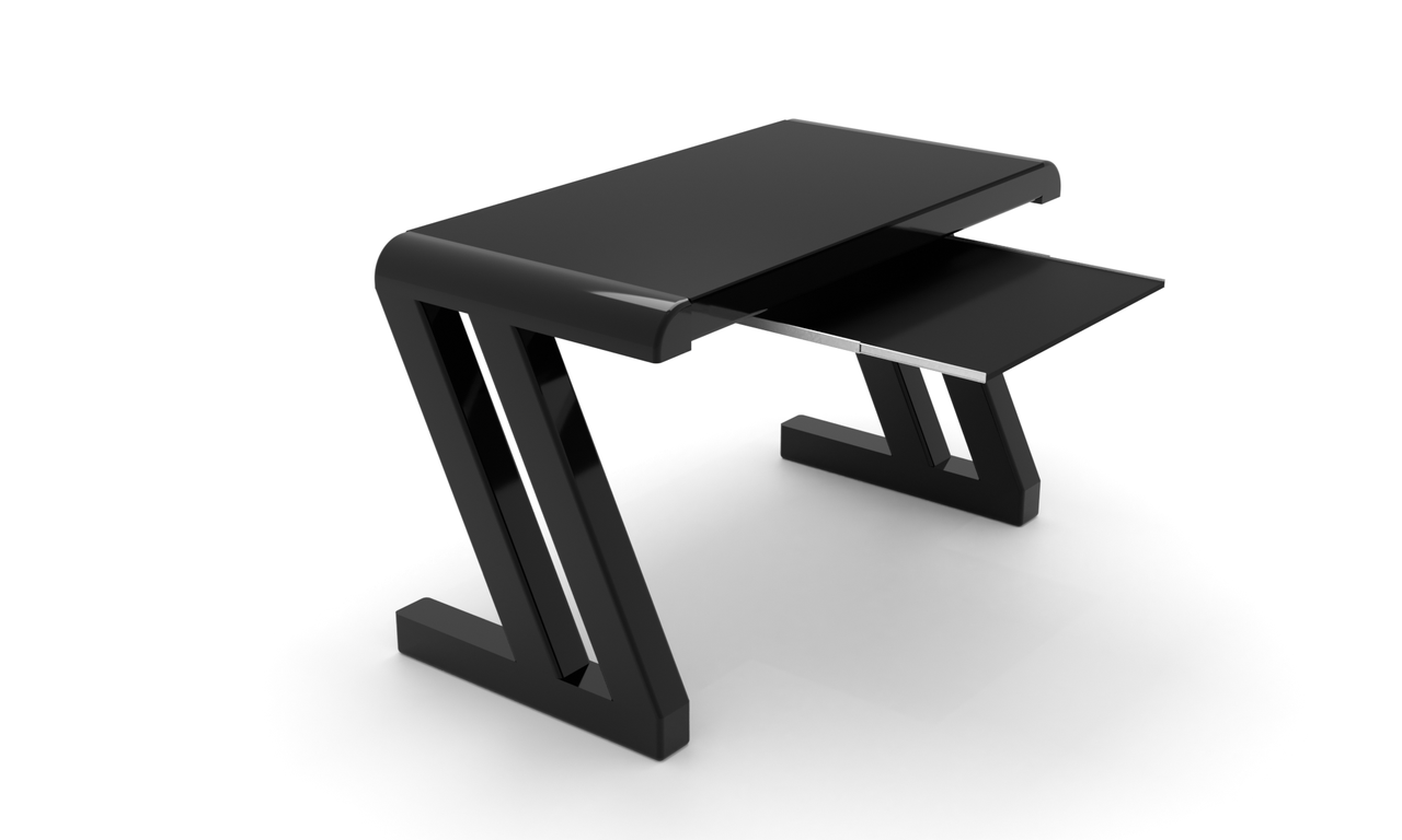 Комп'ютерний стіл Позитано black+ каркас сталь стільниця скло чорний глянець 1300х600х750 мм (БЦ-Стіл ТМ)