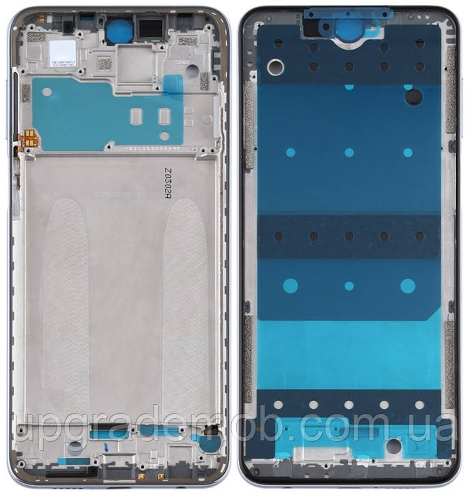 Рамка дисплея Xiaomi Redmi Note 9S/Redmi Note 9 Pro/Redmi Note 9 Pro Max срібляста Glacier White, фото 1
