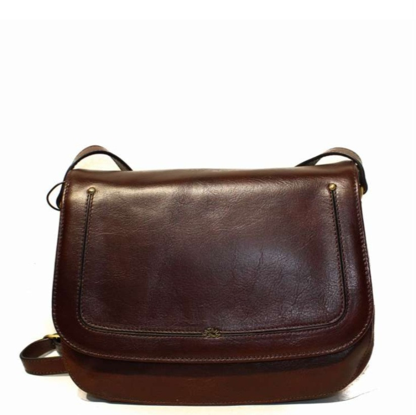 Стильна жіноча сумка з натуральної шкіри міська модна  28×22×9 см коричнева, фото 1