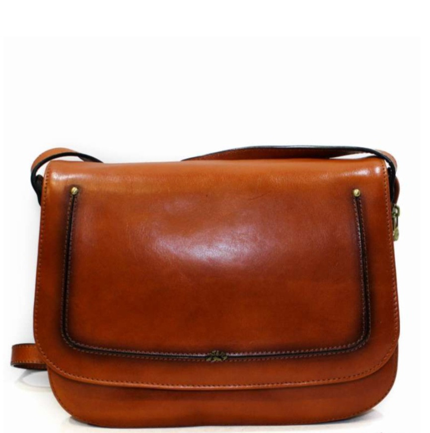 Модна сумка для жінок з натуральної телячої шкіри повсякденна 28×22×9 см руда, фото 1