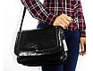 Міська жіноча сумка з натуральної телячої шкіри стильна 28×22×9 см чорна, фото 5
