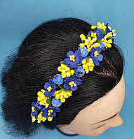 Обруч-віночок на голову. Синьо-жовтий жовто-блакитний український національний ободок квіти синьо-жовті Жовто