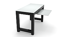 Компьютерный стол Риоха white+ каркас сталь столешница стекло белый глянец 1300х600х750 мм (БЦ-Стол ТМ)