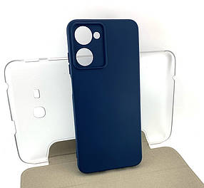Чохол на Realme 10 4G накладка бампер Soft Case Full силіконовий синій із велюром
