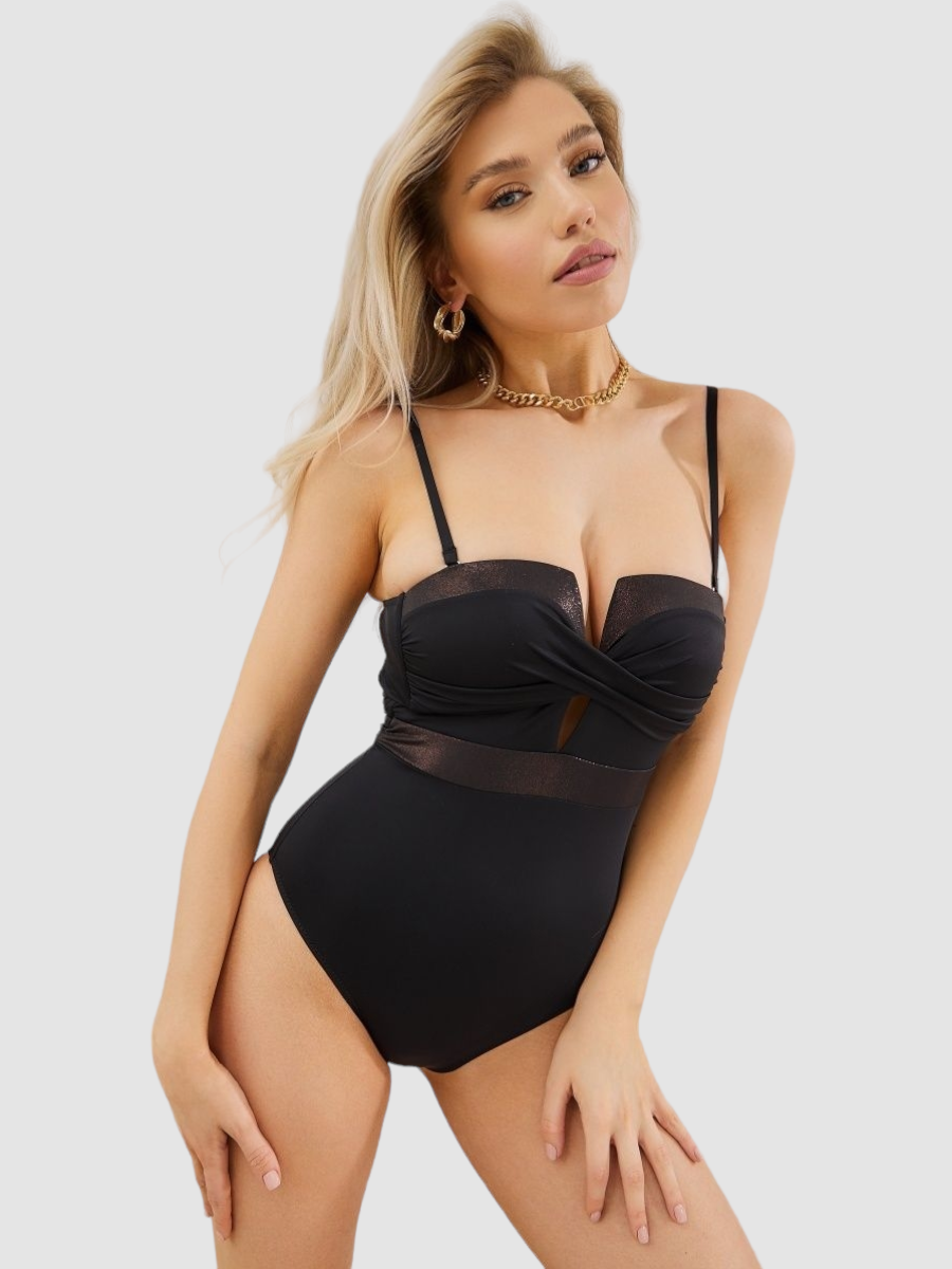 ОПТ Стильний цільний купальник пін ап Z. five 85844 чорний/бронзовий на 42 44 46 48  розмір