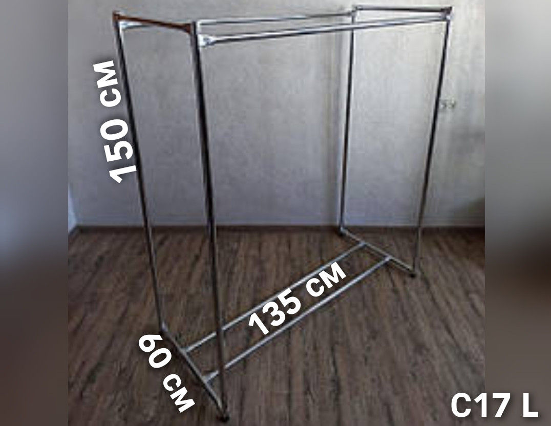 Стійка для одягу подвійна, купити стійку, вішалку для речей з поличкою для взуття 	 С17(L)