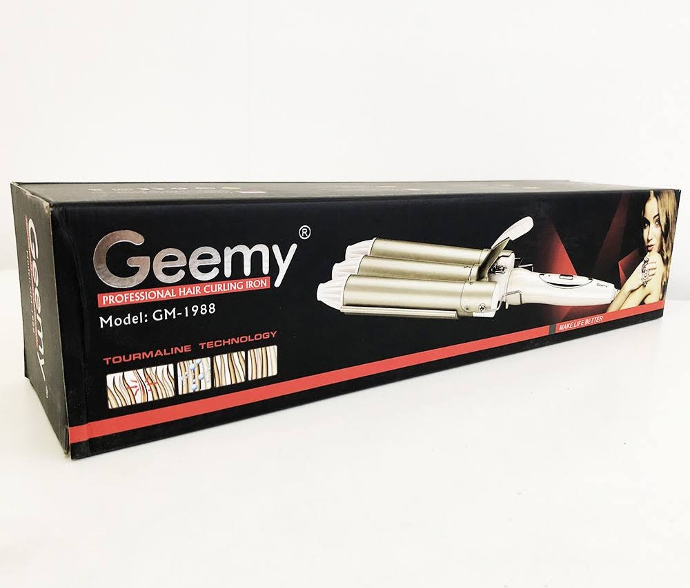 Плойка для завивки локонів потрійна Gemei GM 1988 / Плойка-щипці хвиля з трьома насадками ОПТ