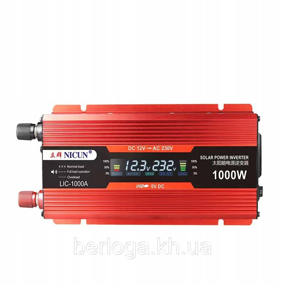 Інвертор NICUN 12V-220V 1000W (LIC-1000A)