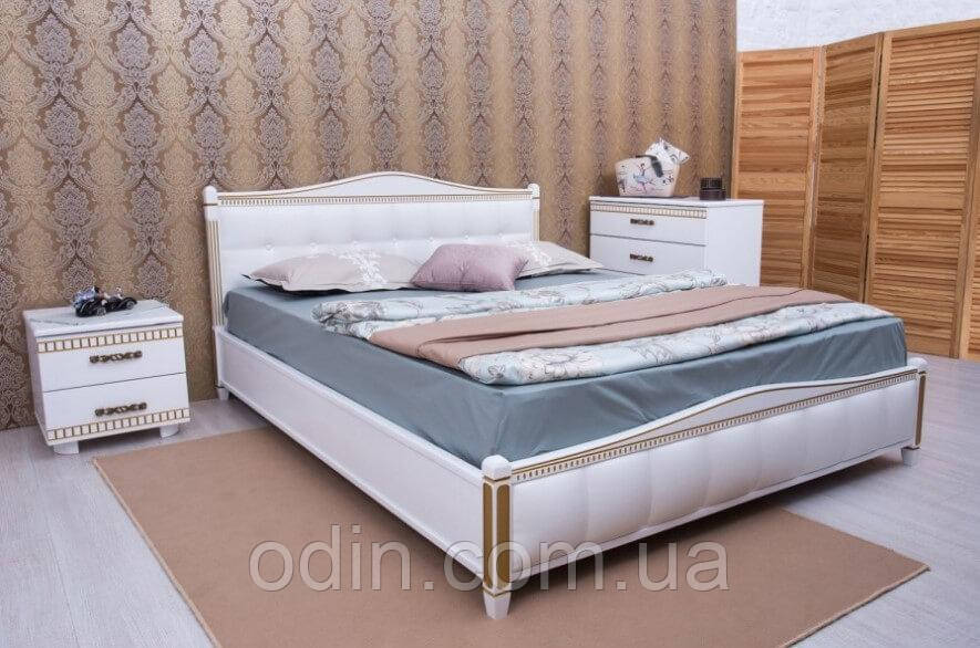 Ліжко Прованс з патиною та фрезеруванням та м'якою спинкою квадрати