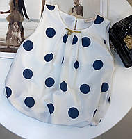 Блузка для девочки в горох без рукавов Белый 866, Moda Mira, Белый, Для девочек, Лето, 104