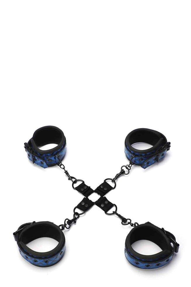 Набір манжет із пряжками для BDSM WhipsMart Diamond Hogtie Blue
