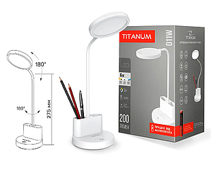 Лампа настільна LED з акумулятором TITANUM 6W 2700-6000K Li-ion 18650 (TLTF-011W)
