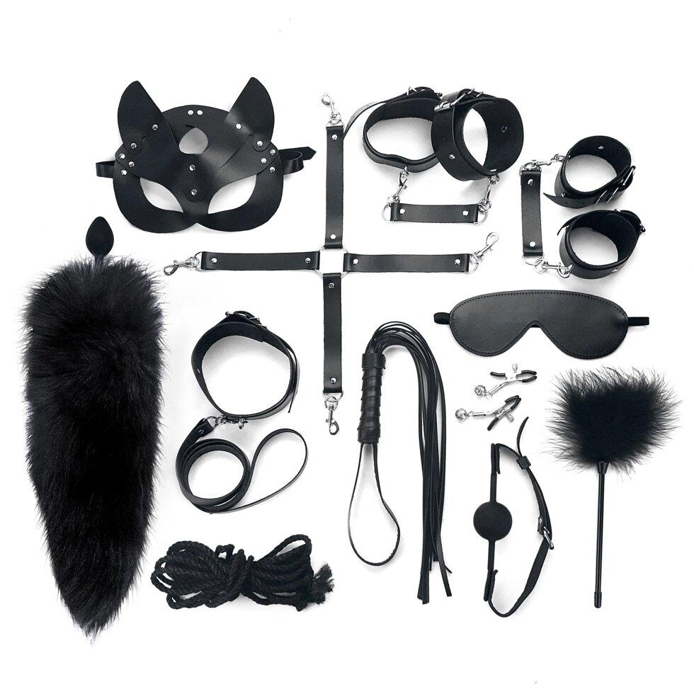 Набір мистецтва сексу - максі BDSM Set Leather, 13 предметів, натуральна шкіра, чорна