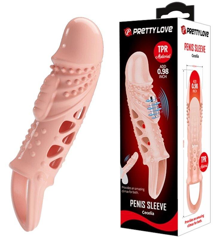 Подовжувальна насадка вібраціям (2,5 см) Pretty Love - Penis Sleeeve Cecelia, BI -026242