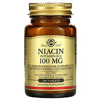 Solgar, Niacin 100 мг (100 таб.), ниацин, витамин В3