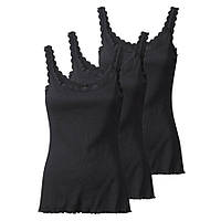 Комплект жіночих майок у рубчик із 3 штук, розмір M/L, колір чорний