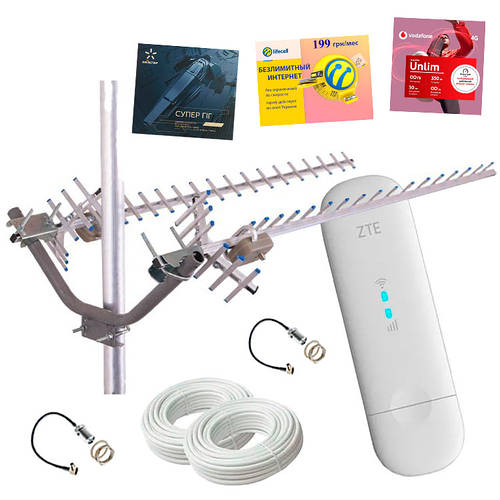 4G Wi-Fi комплект "Мощный - стабильный" (модем ZTE MF 79 + антенна 32 ...
