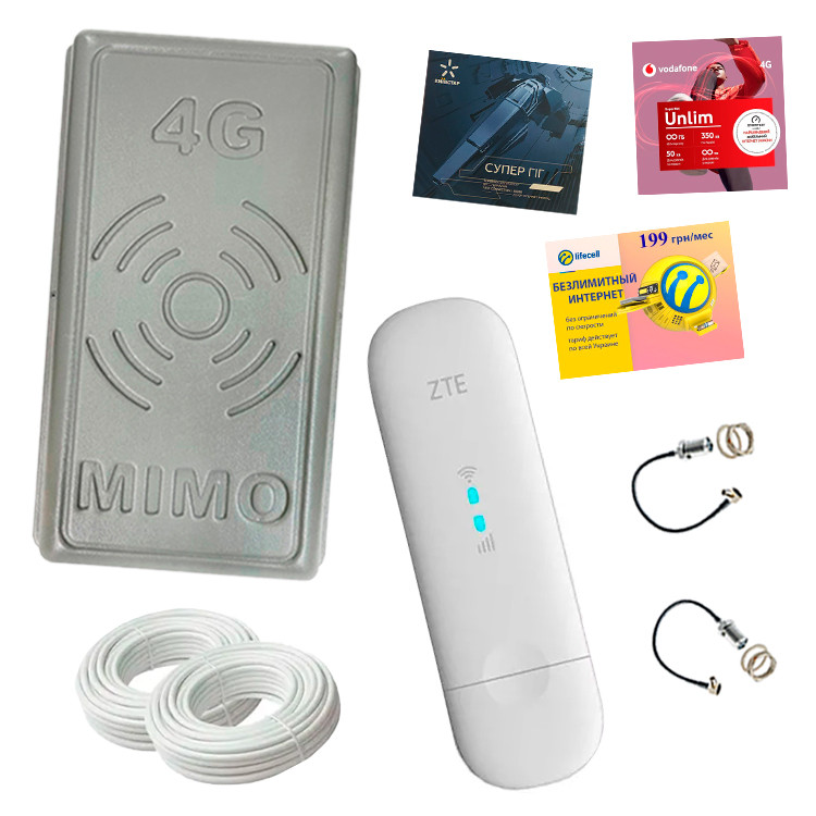 4G Wi-Fi комплект "Всечастотний - технологія МІМО" (модем ZTE MF 79 + антена МІМО 17 Дб)