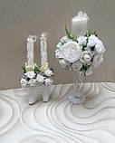 Весільні підсвічники зі свічками у білому кольорі (колір на заказ), фото 3