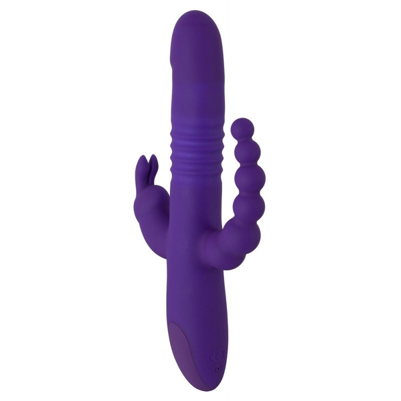 Потрійний вібратор з вібрацією, поштовхами та обертанням Thrusting Pearl Triple Vibrator, 25х3,5 см.