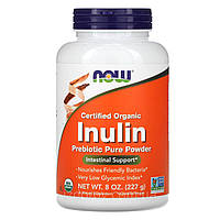 Органический инулин Now Foods Inulin сертифицированный пребиотик в чистом порошке 227 г