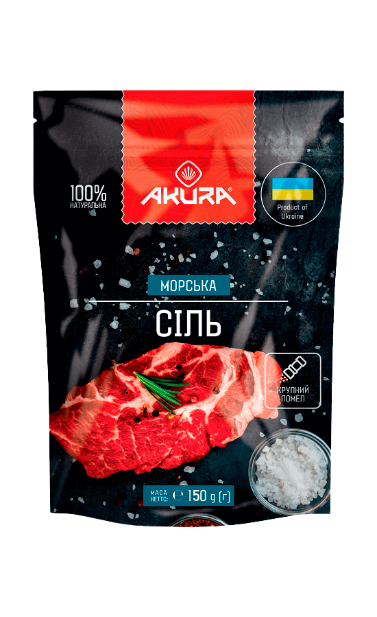 Сіль морська крупного помелу, 150 г, Akura
