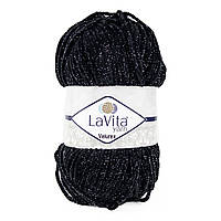 LaVita YARN VELUREX (Ярн Велюрекс) № 6500 чорний (Пряжа велюрова, нитки плюшеві)