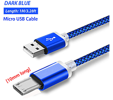 Кабель micro USB до мобільного телефону подовжений 10 мм Blue