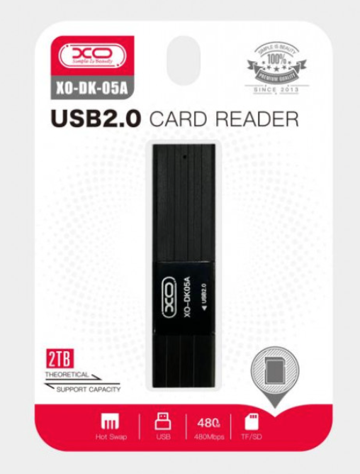 Card Reader XO DK05A USB2.0 Black, фото 5