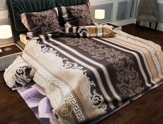 Двоспальний комплект постільної білизни 180х220 Ранфорс бавовна (9653) Кольорова постільна білизна натуральна, фото 1