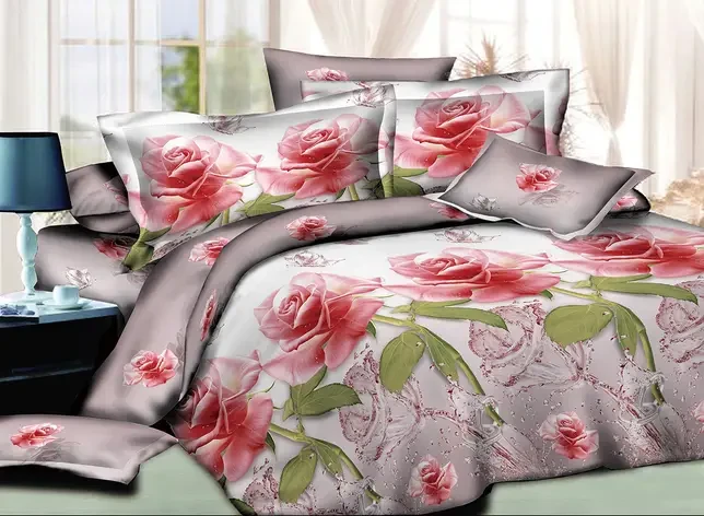 Постільна білизна сімейна Ранфорс бавовна (20334) Комплект з двома підодіяльниками Білизна постільна кольорова, фото 1