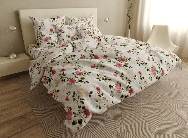 Двоспальний комплект постільної білизни 180х220 Ранфорс бавовна (20344) Кольорова постільна білизна натуральна, фото 1