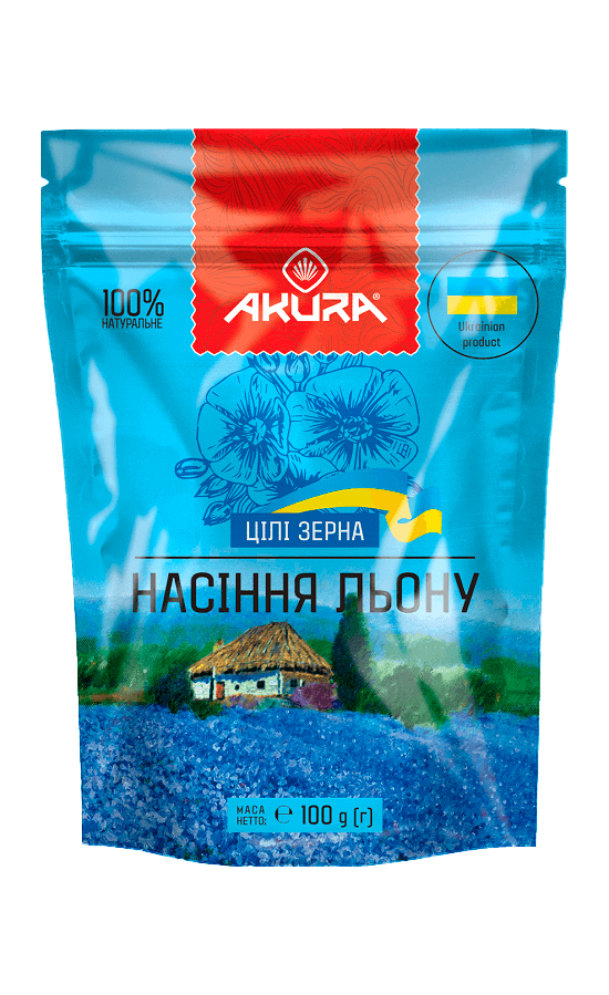 Насіння льону, цілі зерна, 100 г, Akura