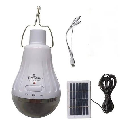 Аварійна світлодіодна лампа з акумулятором CcLamp CL-6028-7L, 10W, сонячна панель, фото 1