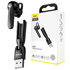 Блютуз гарнітура з USB док-станцією Baseus Encok A05 Bluetooth 5.0 Black (NGA05-01)