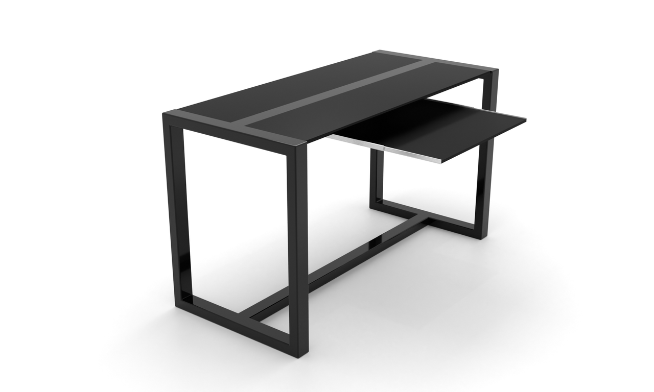 Комп'ютерний стіл Амор black+ каркас сталь стільниця скло чорний глянець 1100х600х750 мм (БЦ-Стіл ТМ)