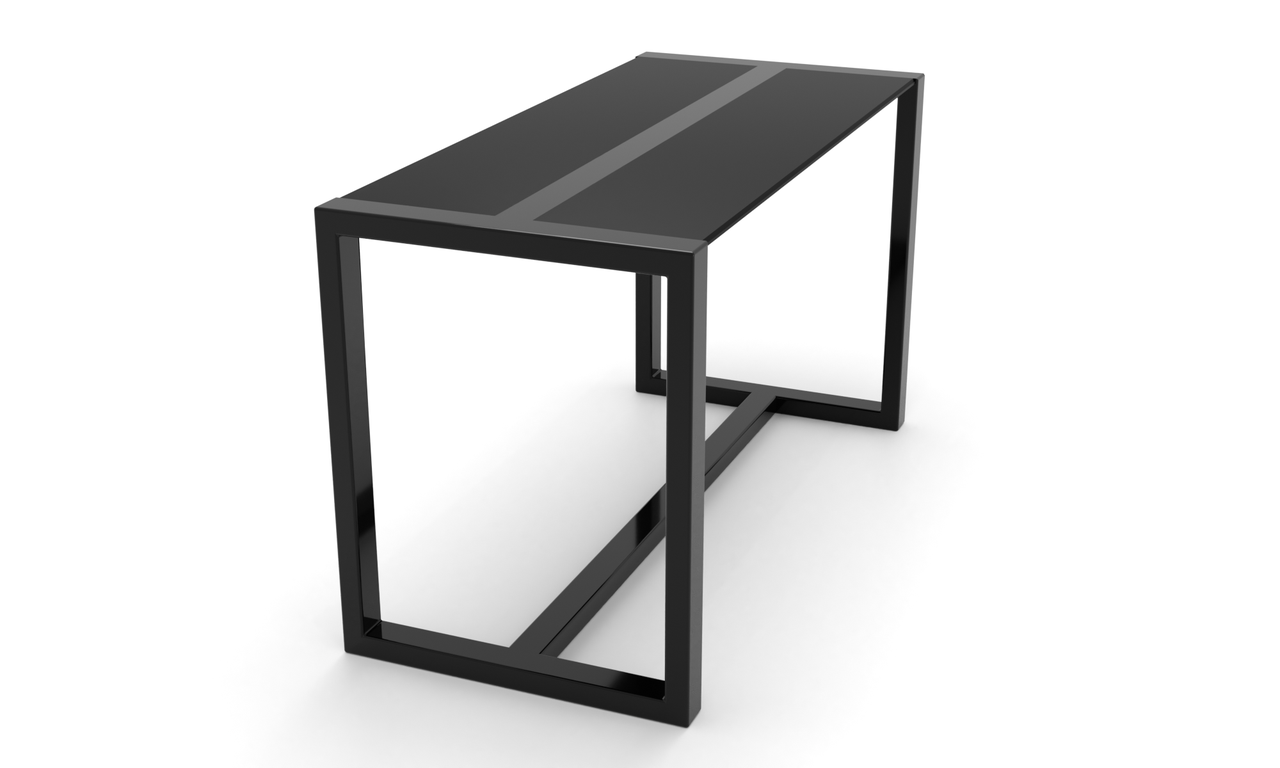 Компьютерный стол Амор black каркас сталь столешница стекло черный глянец 1100х600х750 мм (БЦ-Стол ТМ) - фото 1 - id-p1764758961