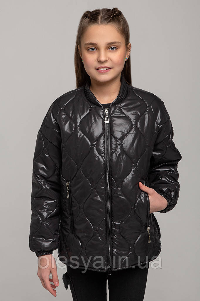 Куртка весняна для дівчинки Ліка, колір чорний Розміри 140-164