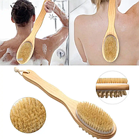 Деревянная щетка Brush wood both side для мокрого и сухого массажа двухсторонняя / Щетка для душа