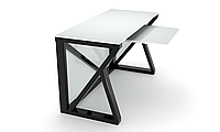 Компьютерный стол Марсен white+ каркас сталь столешница стекло белый глянец 1200х600х750 мм (БЦ-Стол ТМ)
