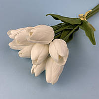 Тюльпаны латексные, белые, букет 9 шт., ~35 см