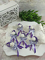 Свадебные бутоньерки и браслеты для гостей, разные цвета