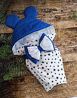 Летний конверт одеяло для новорожденных, голубой, принт звезды