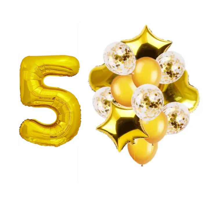 Фонтан із куль з цифрою "5", золото